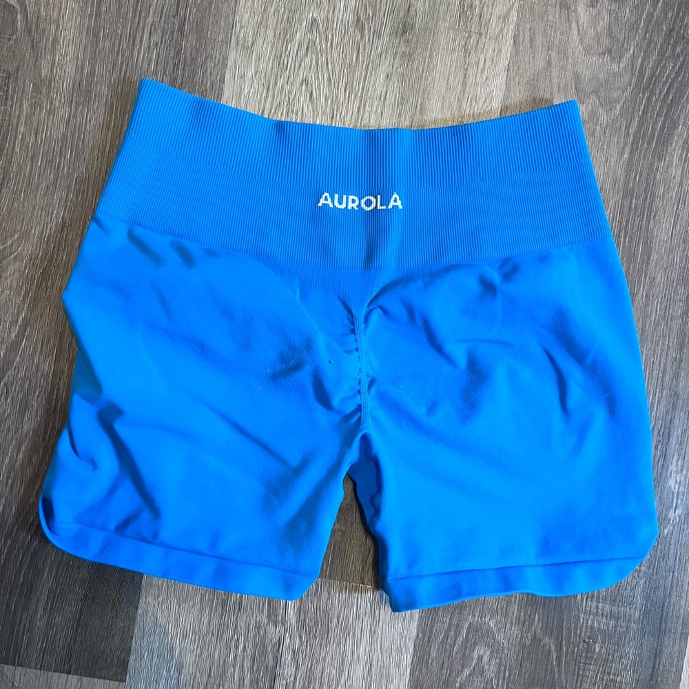 Aurola Seamless High-Waist Blue Bike Shorts